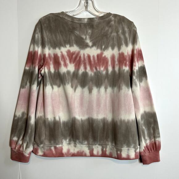 Dolan LCC Kendall Long Sleeve Tie Dye Pullover Sweatshirt Pink Taupe Women Small - Picture 7 of 14